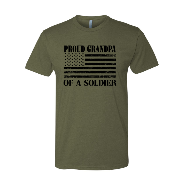 Proud Grandpa of a Soldier T-Shirt (Military Green) Grandpa