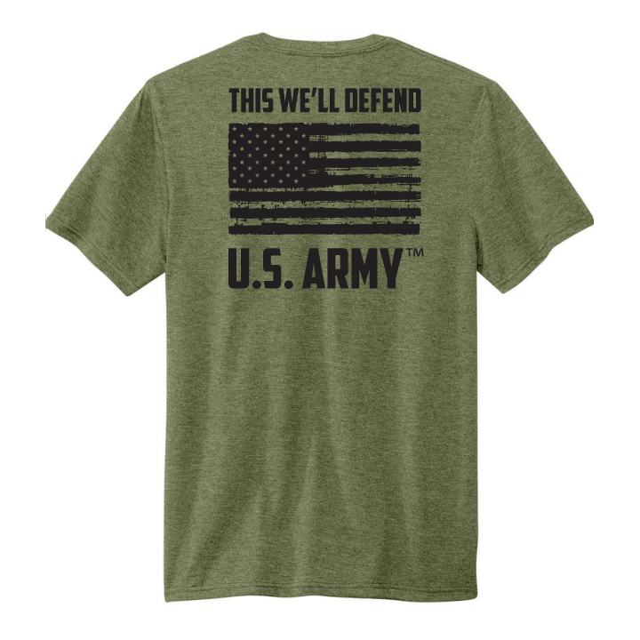 Made in the USA U.S. Army We'll Defend T-Shirt (Military Green Heather)