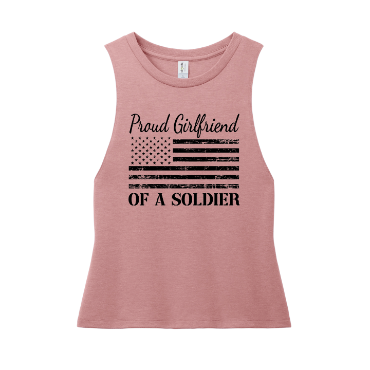 Proud Girlfriend of a Soldier Muscle Tank (Vintage Rose)