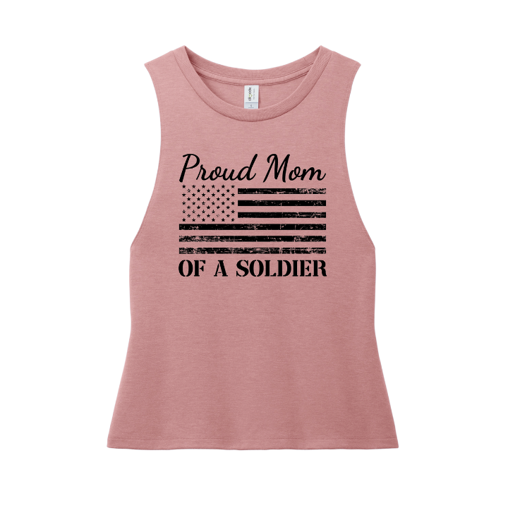 Proud Mom of a Soldier Muscle Tank (Vintage Rose)