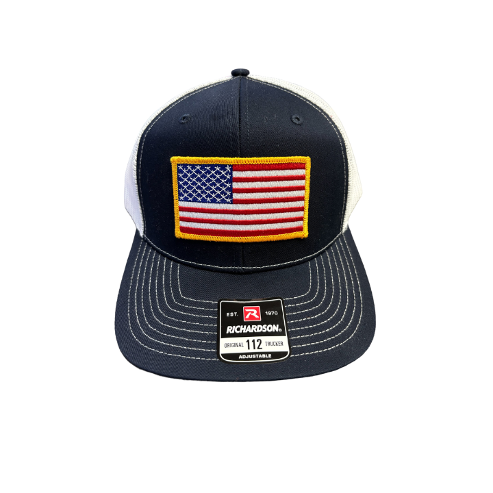 American Flag Patch Trucker Hat (NAVY/WHITE) - Main Image