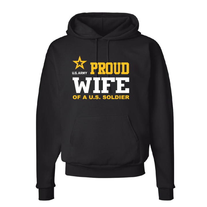 US Army Proud Wife Hoodie Black Wife Oak and Liberty