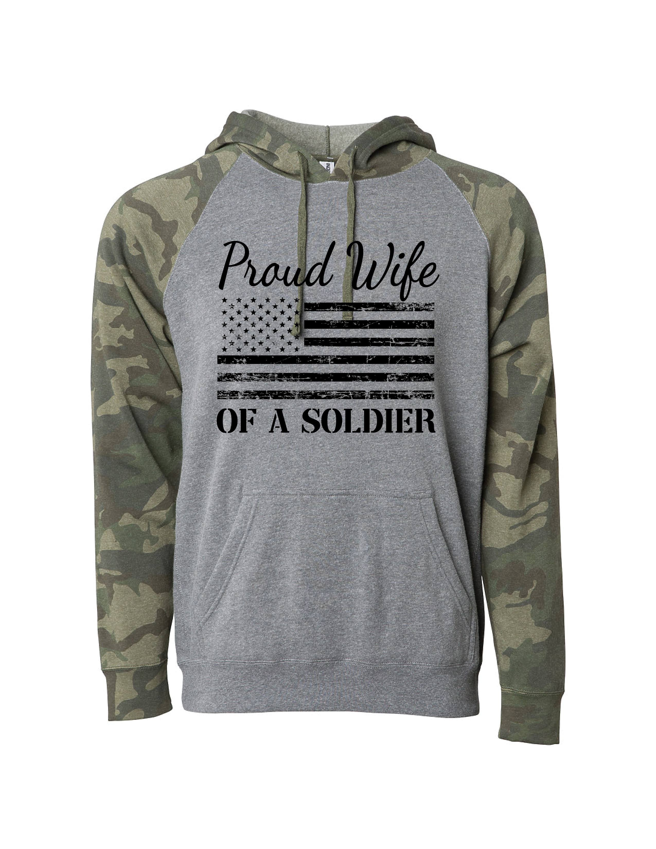 Proud Wife of a Soldier Camo Hoodie (Camo)