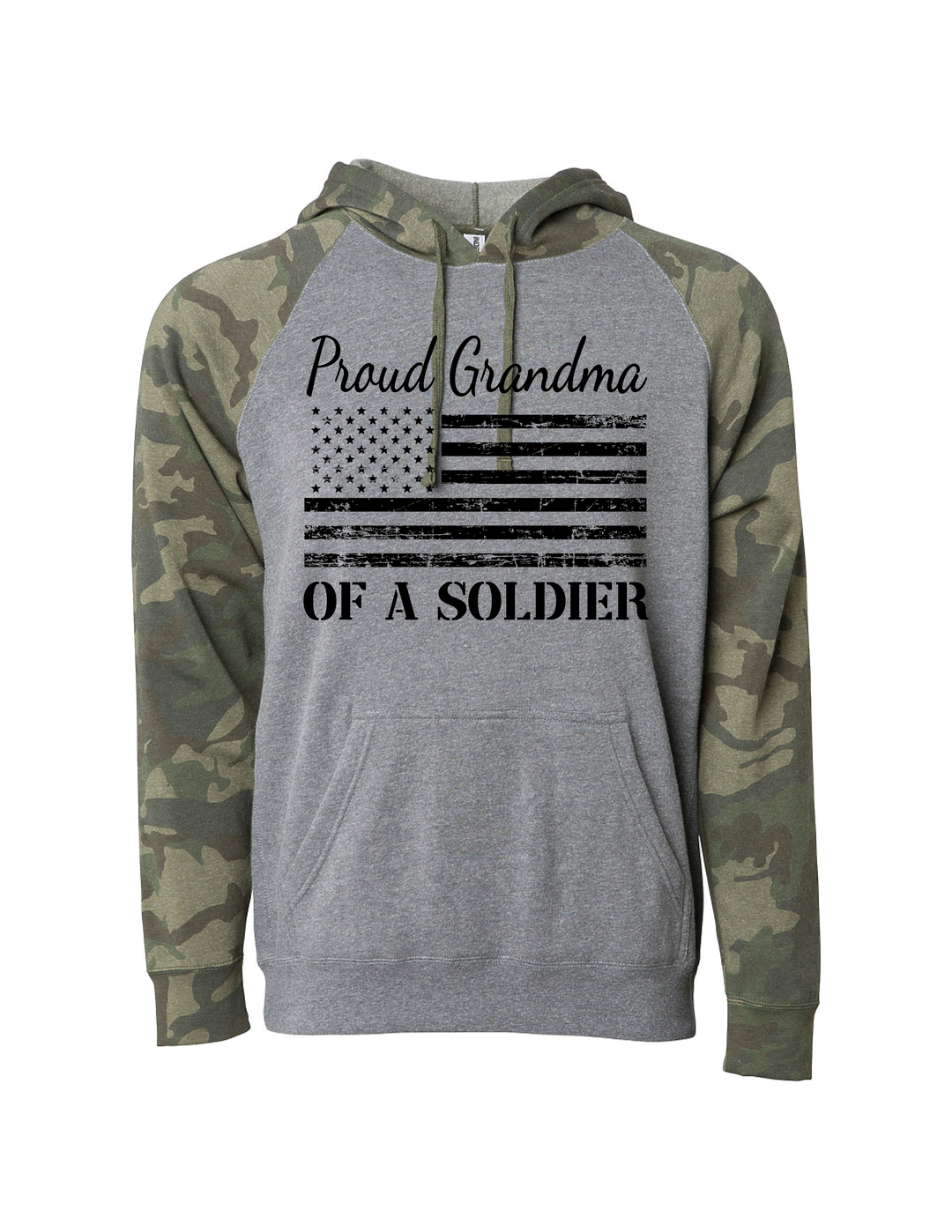 Proud Grandma of a Soldier Flag Camo Hoodie (Camo)