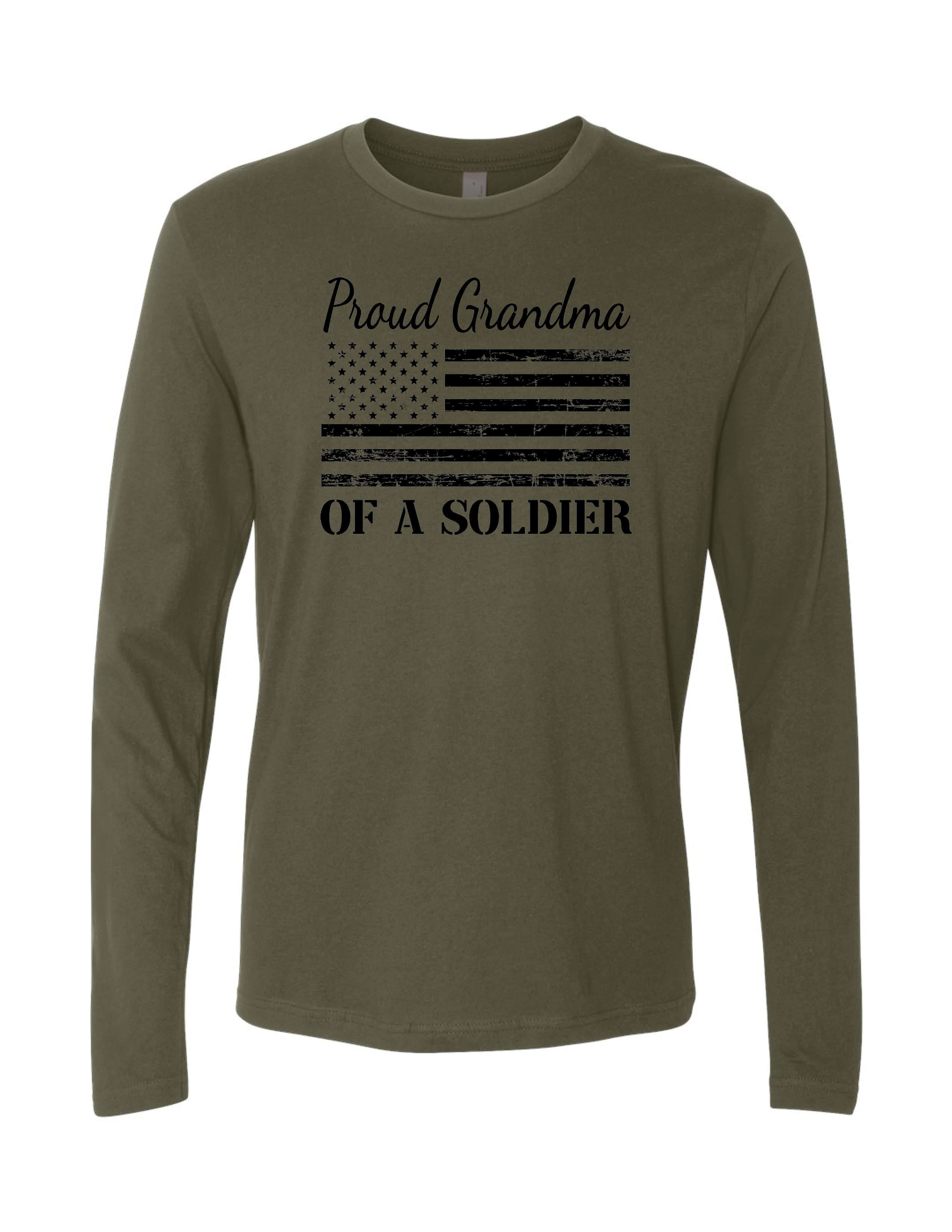 Proud Grandma of a Soldier Flag Long Sleeve T-Shirt (Military Green)