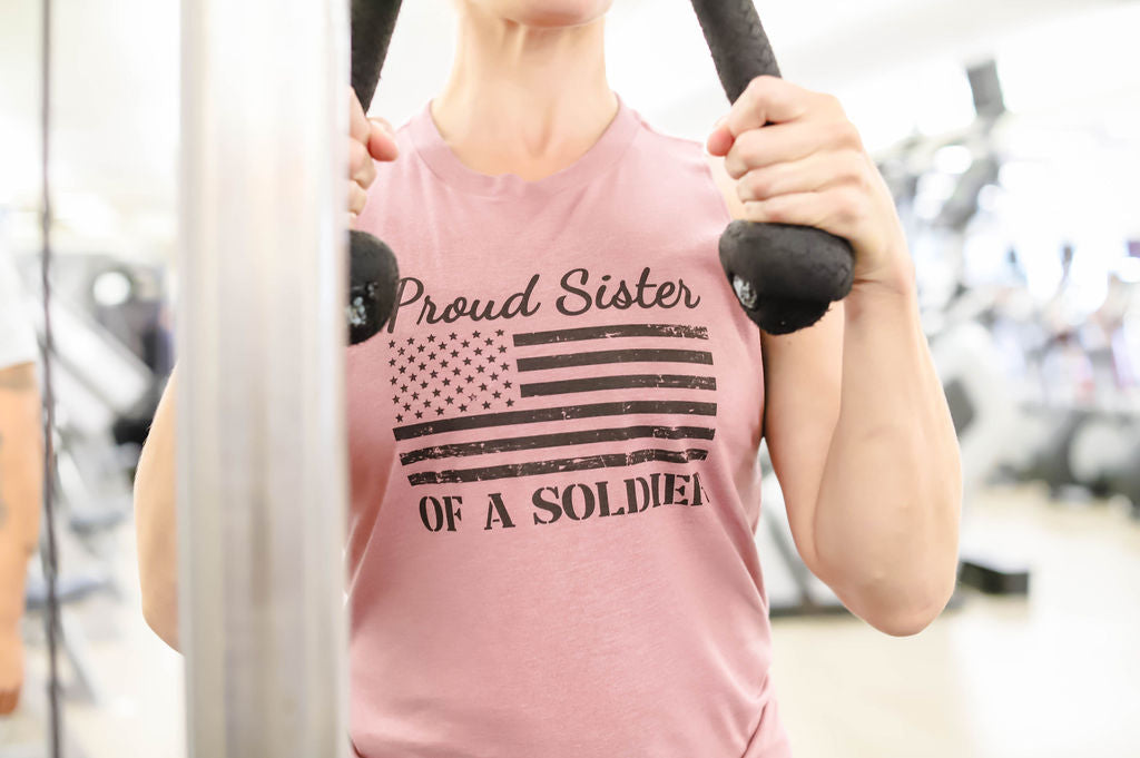 Proud Sister of a Soldier Muscle Tank (Vintage Rose)