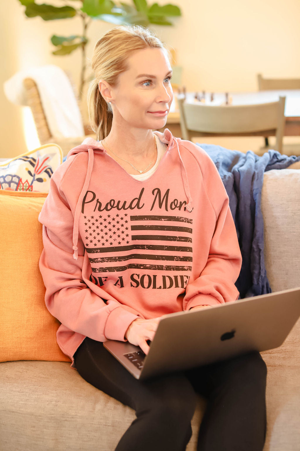 Proud Mom of a Soldier Sweatshirt (Dusty Rose)