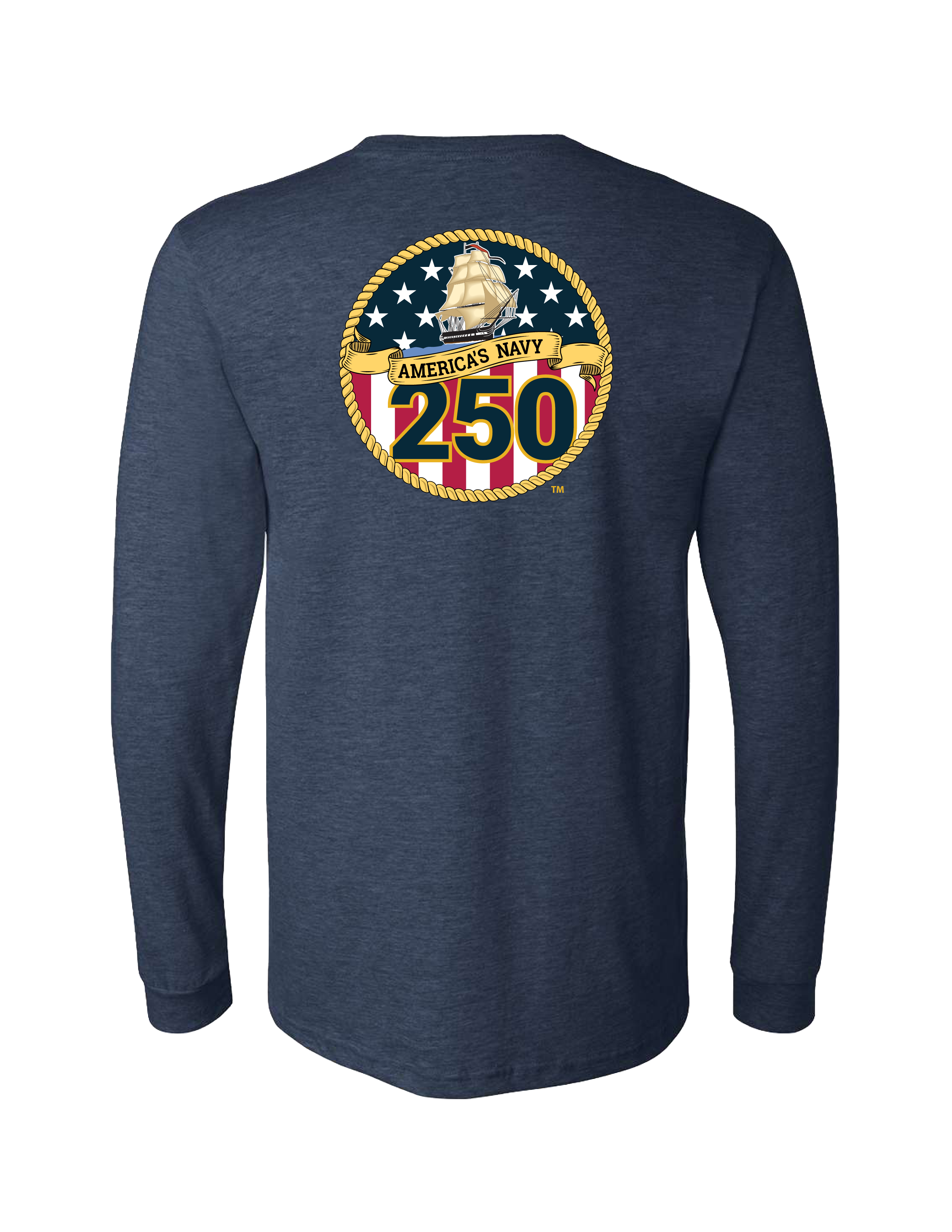 Navy 250th Birthday Long Sleeve T-Shirt (Heather Navy)