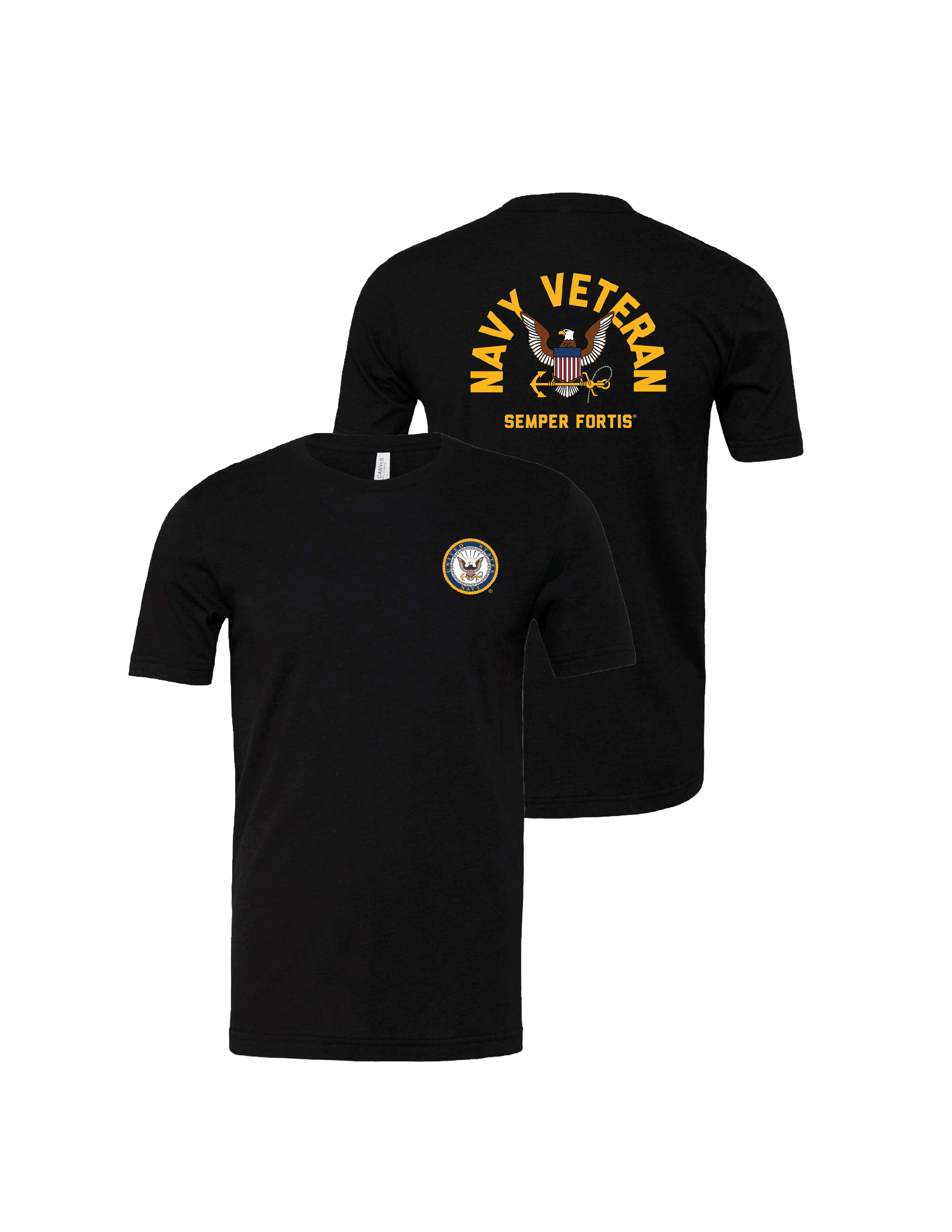 Navy Veteran T-Shirt (Black Heather)