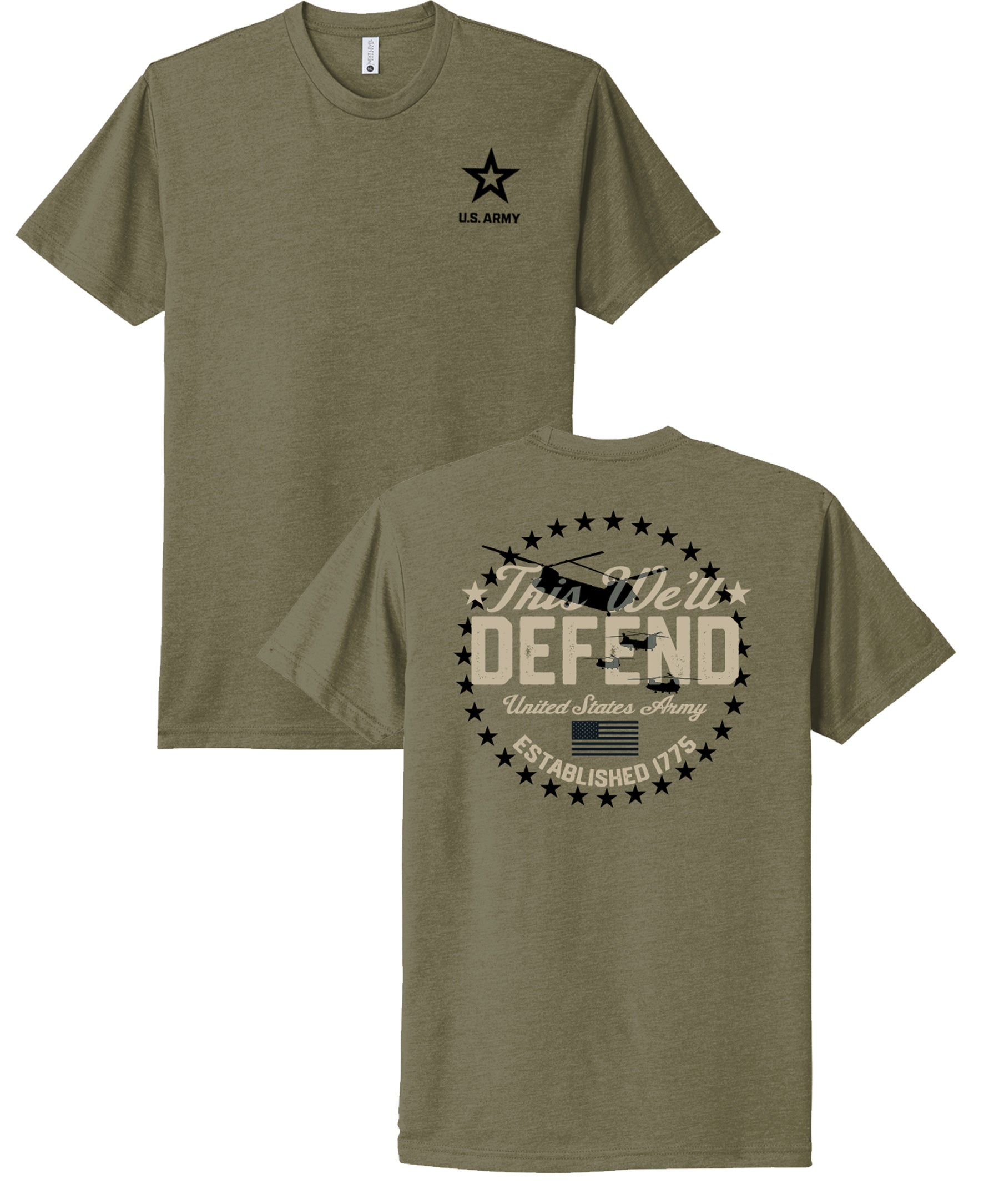 Army T-Shirt This We'll Defend (Military Green) | Oak and Liberty
