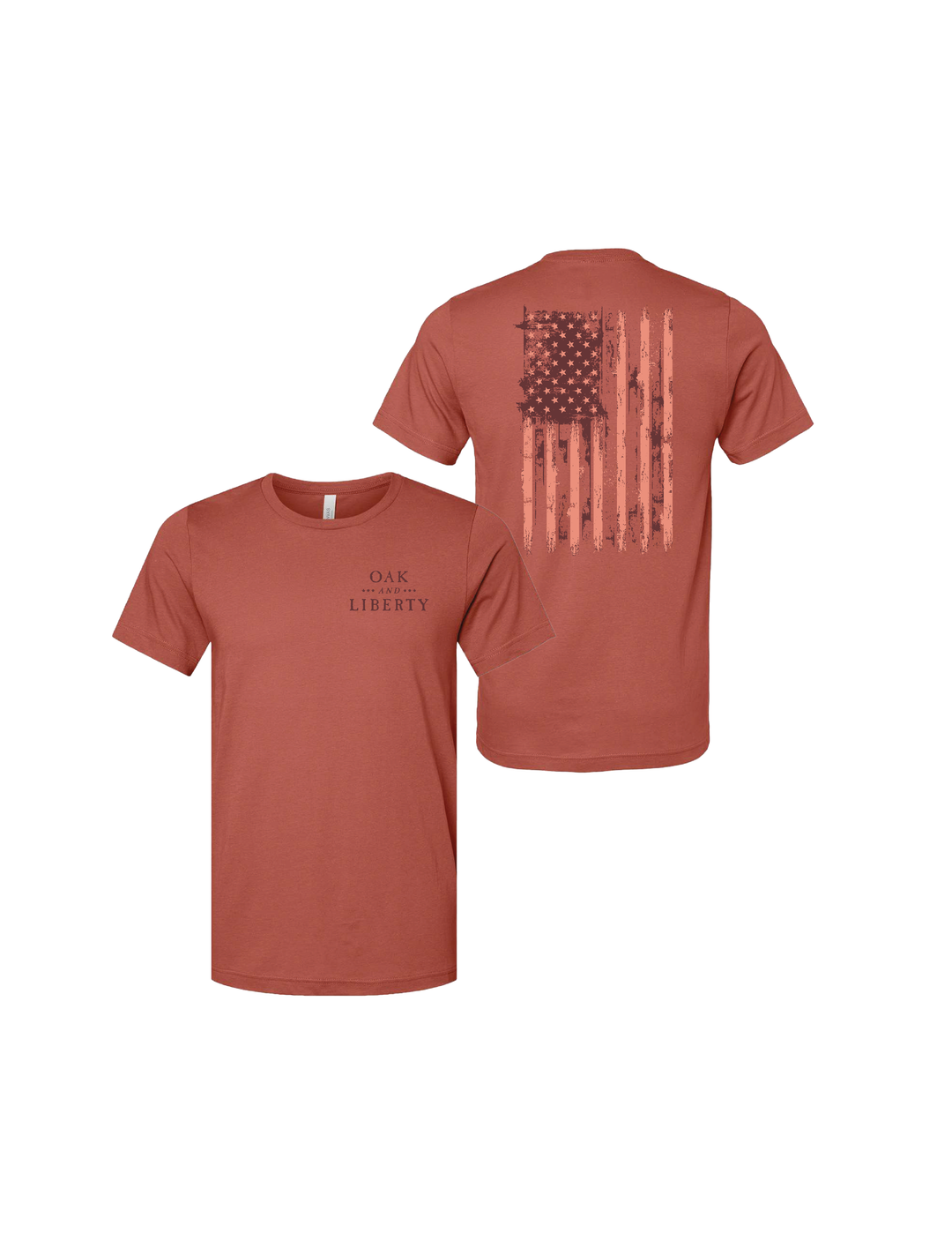 Oak & Liberty Distressed American Flag Patriotic T-Shirt – Clay