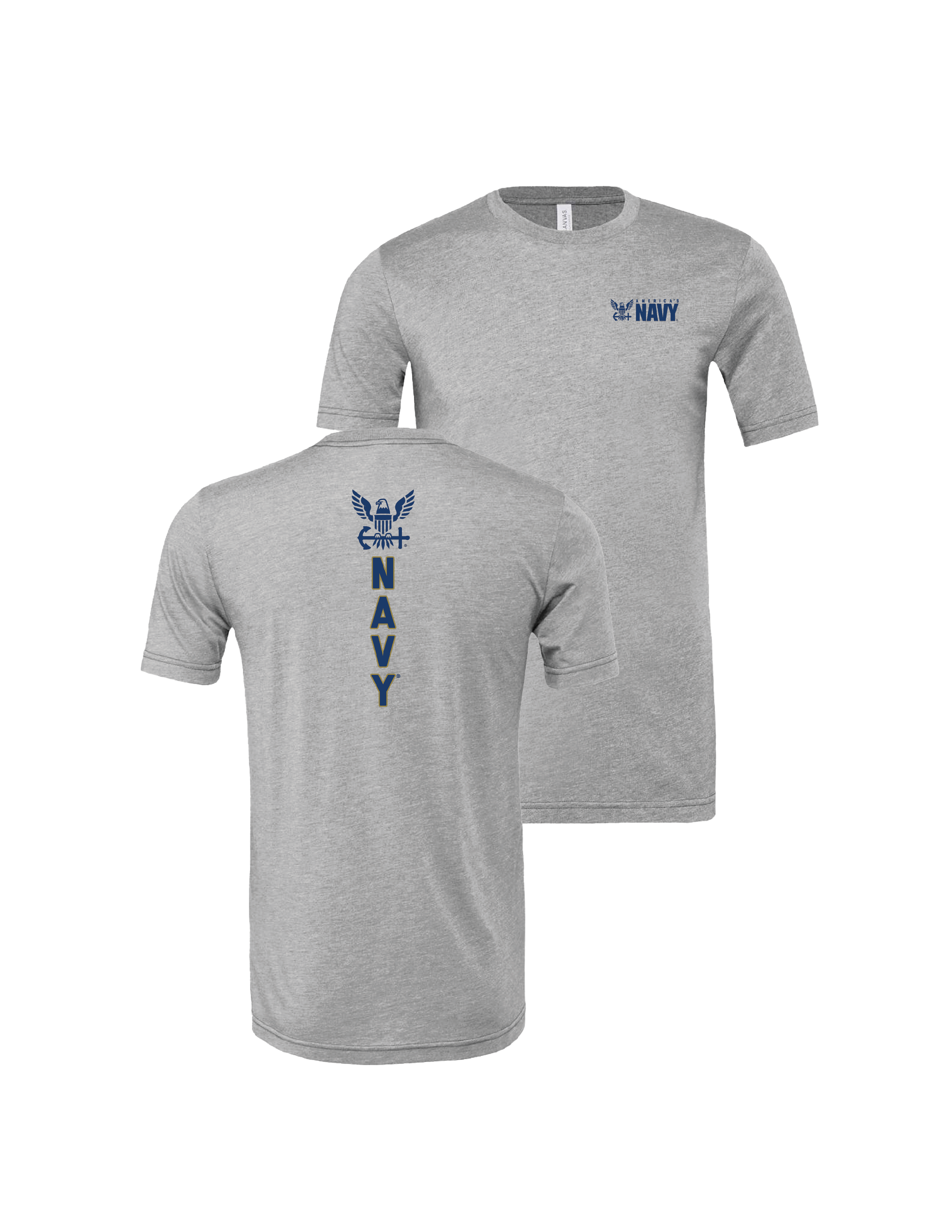 Navy Vertical Logo T-Shirt (Athletic Heather)
