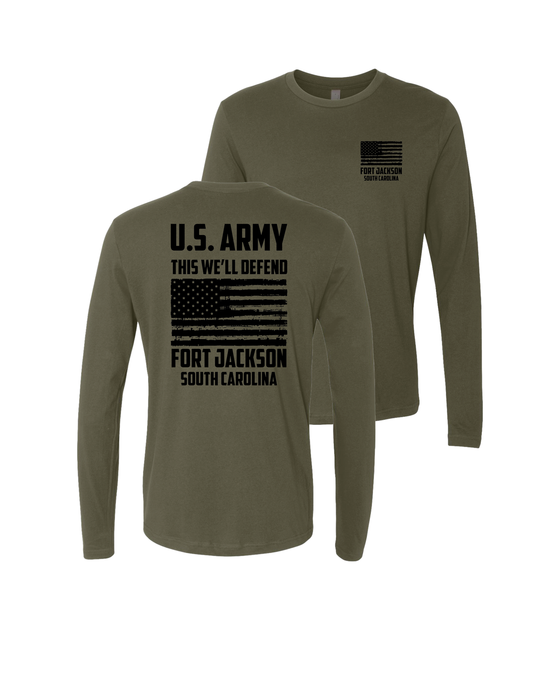 Fort Jackson This We'll Defend Long Sleeve T-Shirt (Military Green)