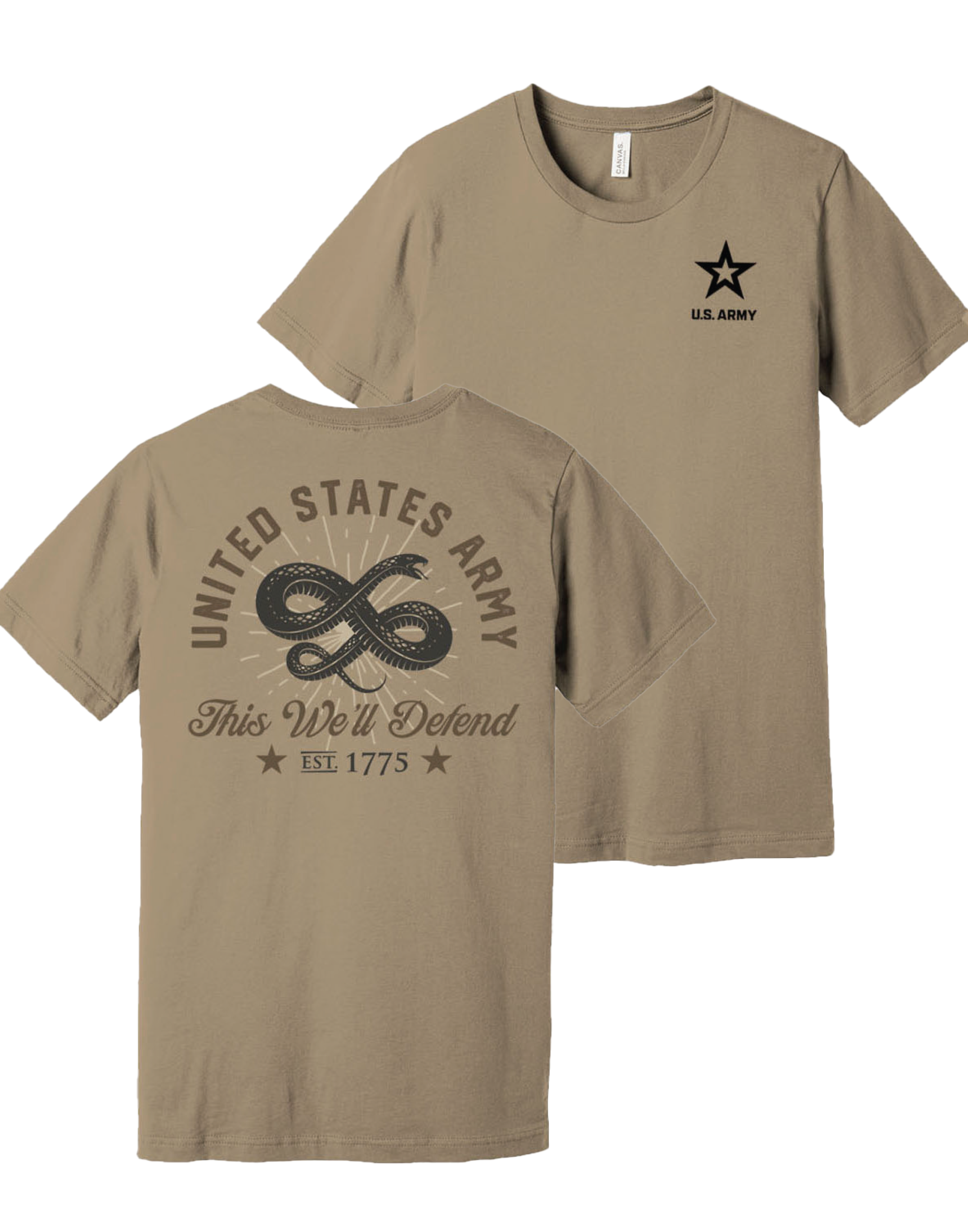 U.S. Army Snake This We'll Defend T-Shirt (Coyote Brown)