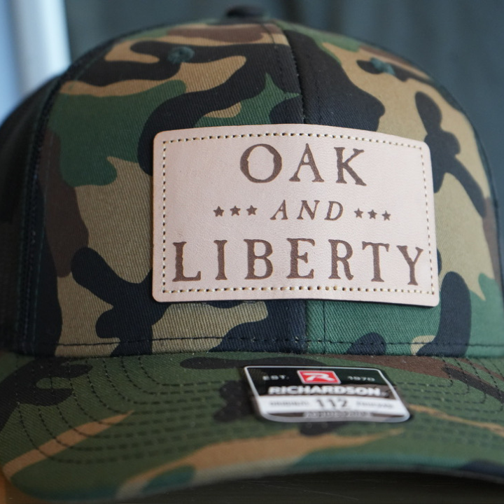 Oak and Liberty Trucker Leather Patch Hat (Camo)