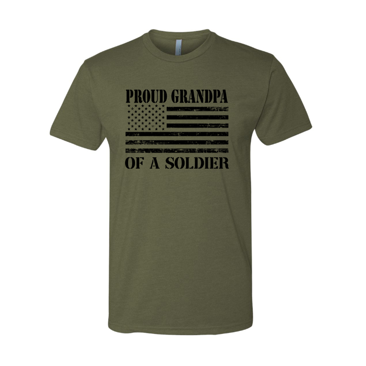 Proud Grandpa of a Soldier Flag T-Shirt (Military Green)