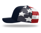USA Flag Patch Hat, Richardson 112PM Printed Mesh Trucker | Navy/Stars and Stripes
