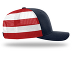 USA Flag Patch Hat, Richardson 112PM Printed Mesh Trucker | Navy/Stars and Stripes