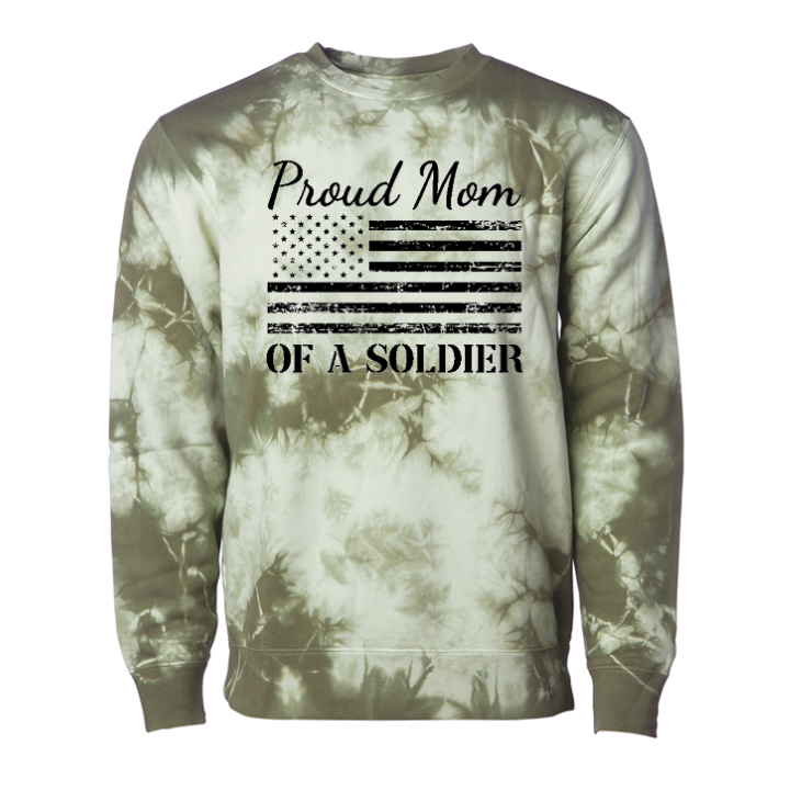 Proud Mom of a Soldier Sweatshirt (Tie Dye)