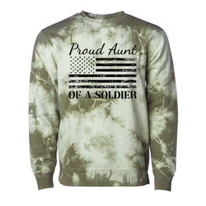 Proud Aunt of a Soldier Sweatshirt (Tie Dye)