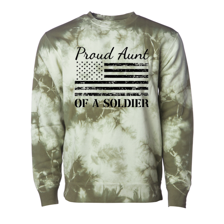 Proud Aunt of a Soldier Sweatshirt (Tie Dye)