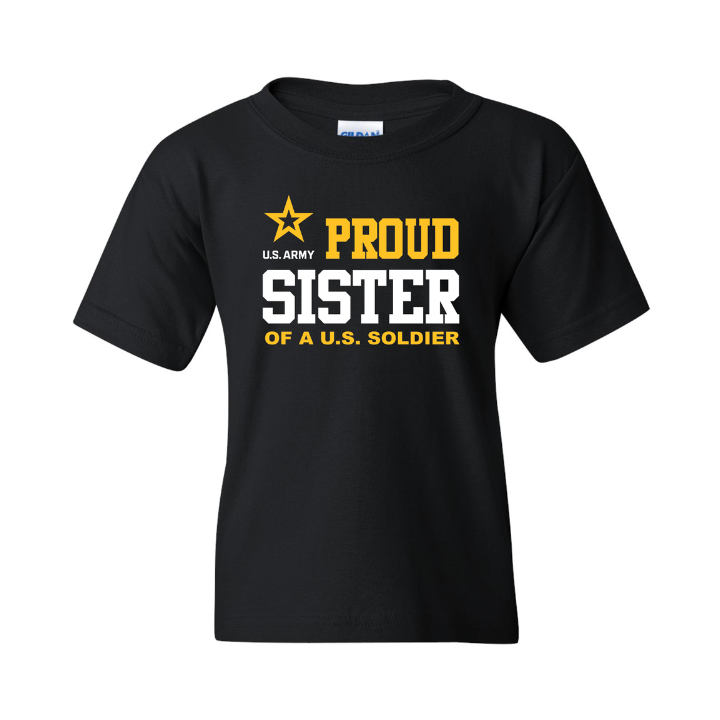 U.S. Army Proud Sister Youth T-Shirt (Black)