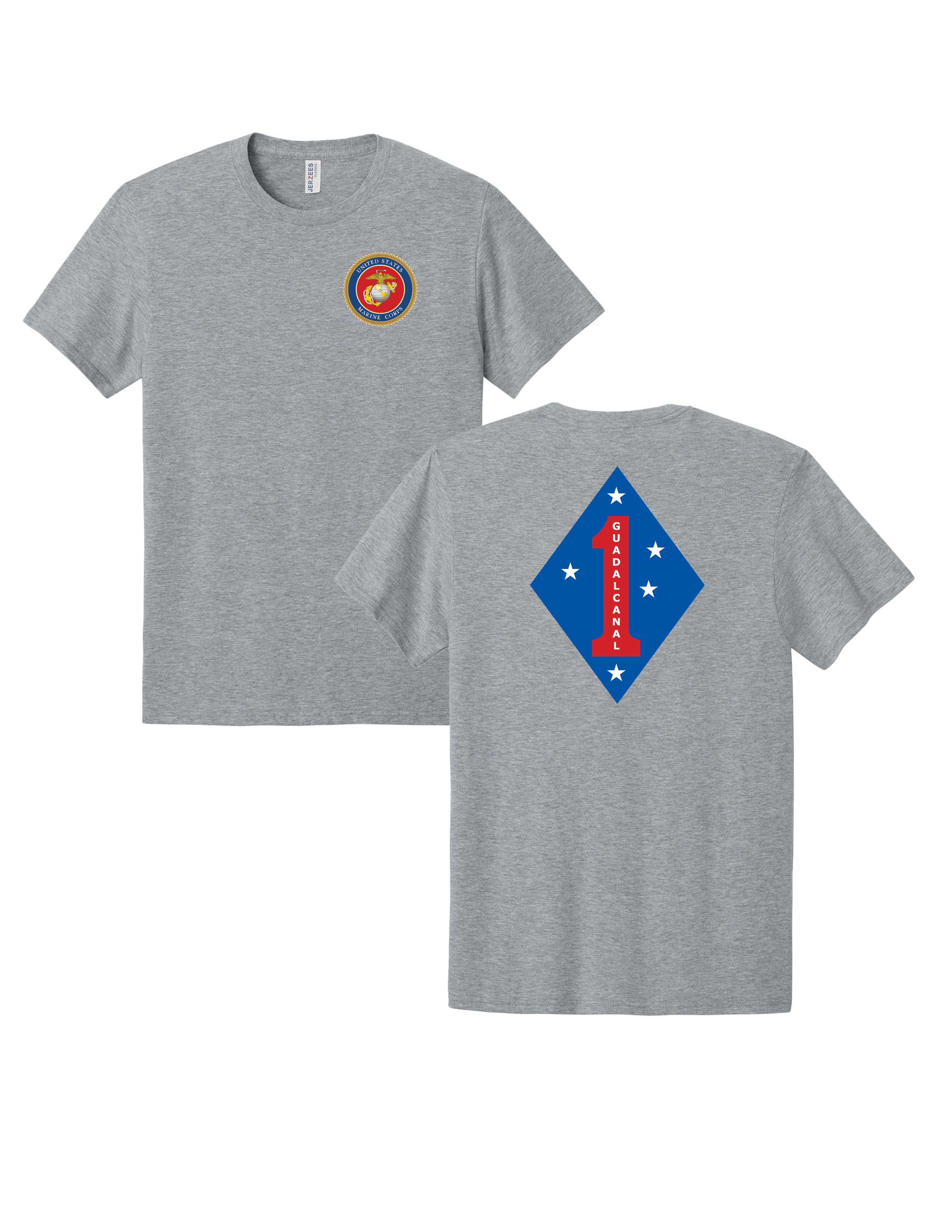 United States Marine Corps 1st Marine Division Guadalcanal T-Shirt - Athletic Heather