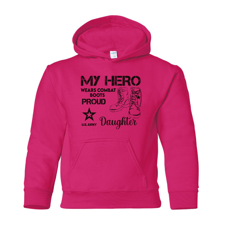 U.S. Army Daughter Youth Hoodie (Pink and Grey)