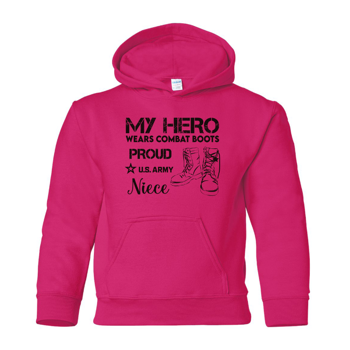 U.S. Army Niece Youth Hoodie (Pink and Grey)