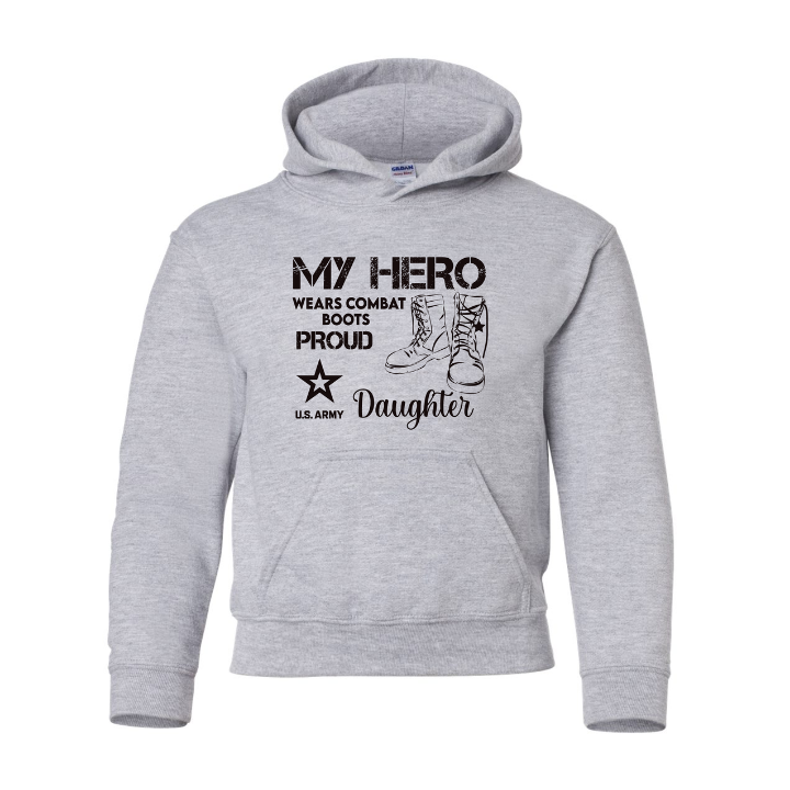 U.S. Army Daughter Youth Hoodie (Pink and Grey)