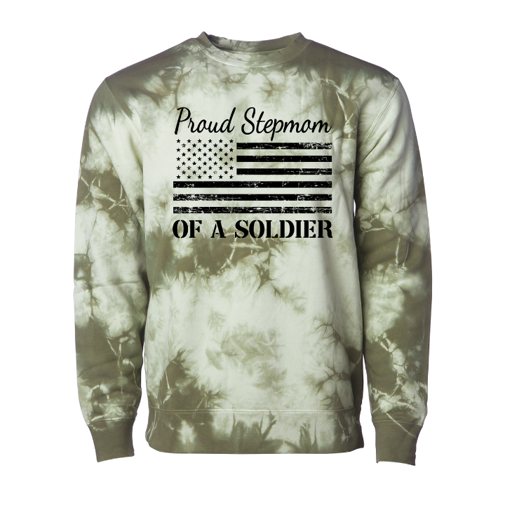 Proud Step Mom of A Soldier Sweatshirt (Tie Dye)