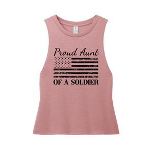Proud Aunt of a Soldier Muscle Tank (Vintage Rose)