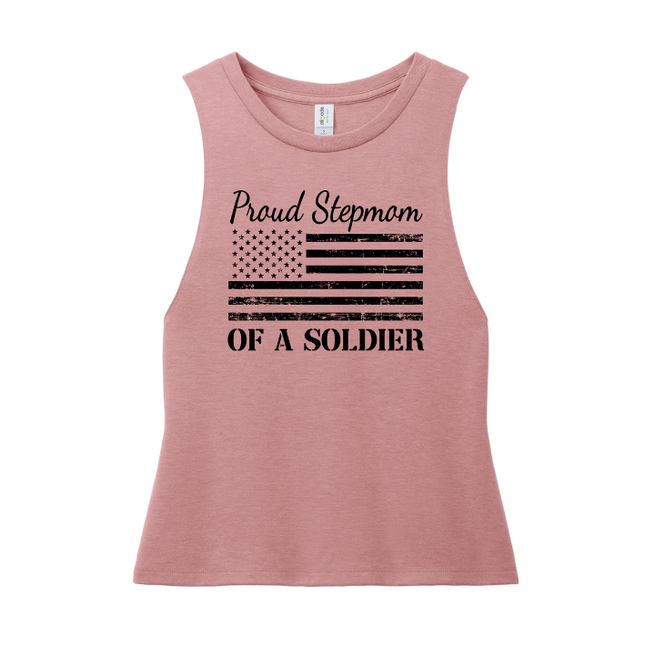 Proud Stepmom of a Soldier Muscle Tank (Vintage Rose)