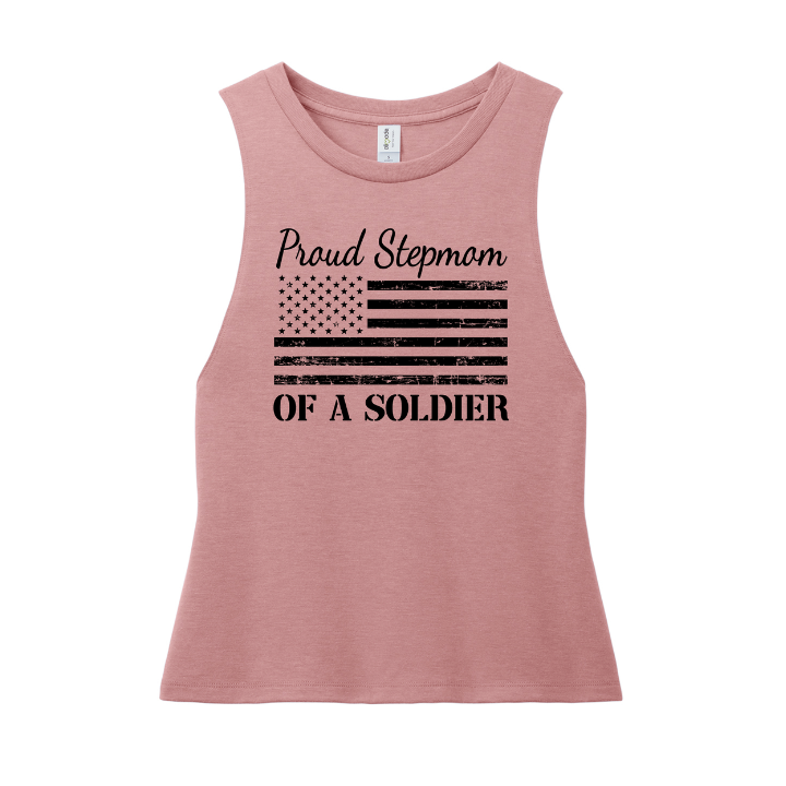 Proud Stepmom of a Soldier Muscle Tank (Pink)