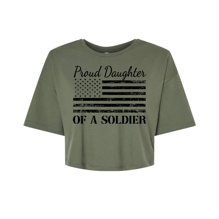Proud Daughter of a Soldier Cropped T-Shirt (Military Green)