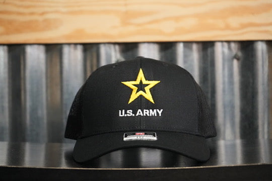 U.S. Army Trucker Hat - Black - Stacked Logo