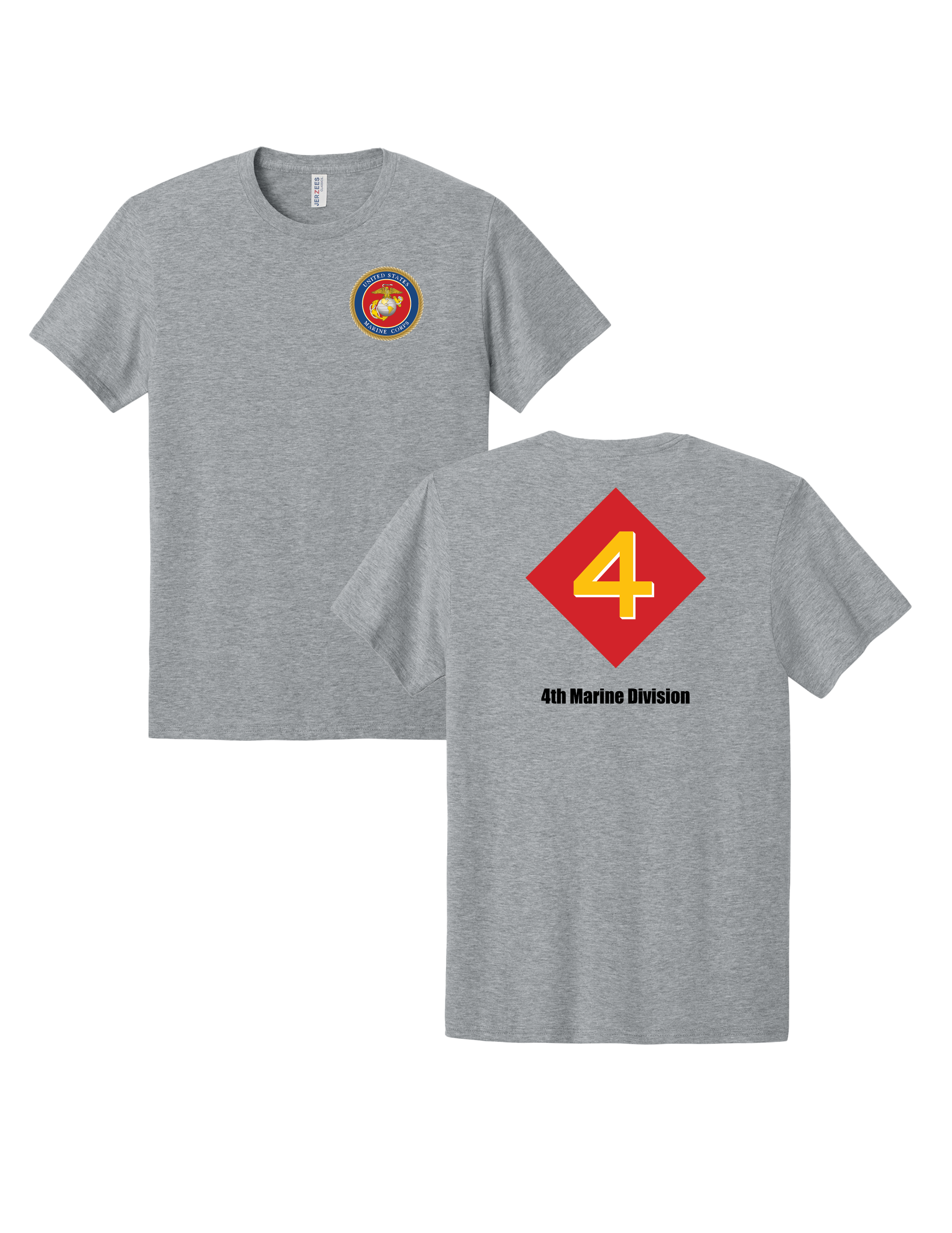 United States Marine Corps 4th Marine Division T-Shirt - Athletic Heather