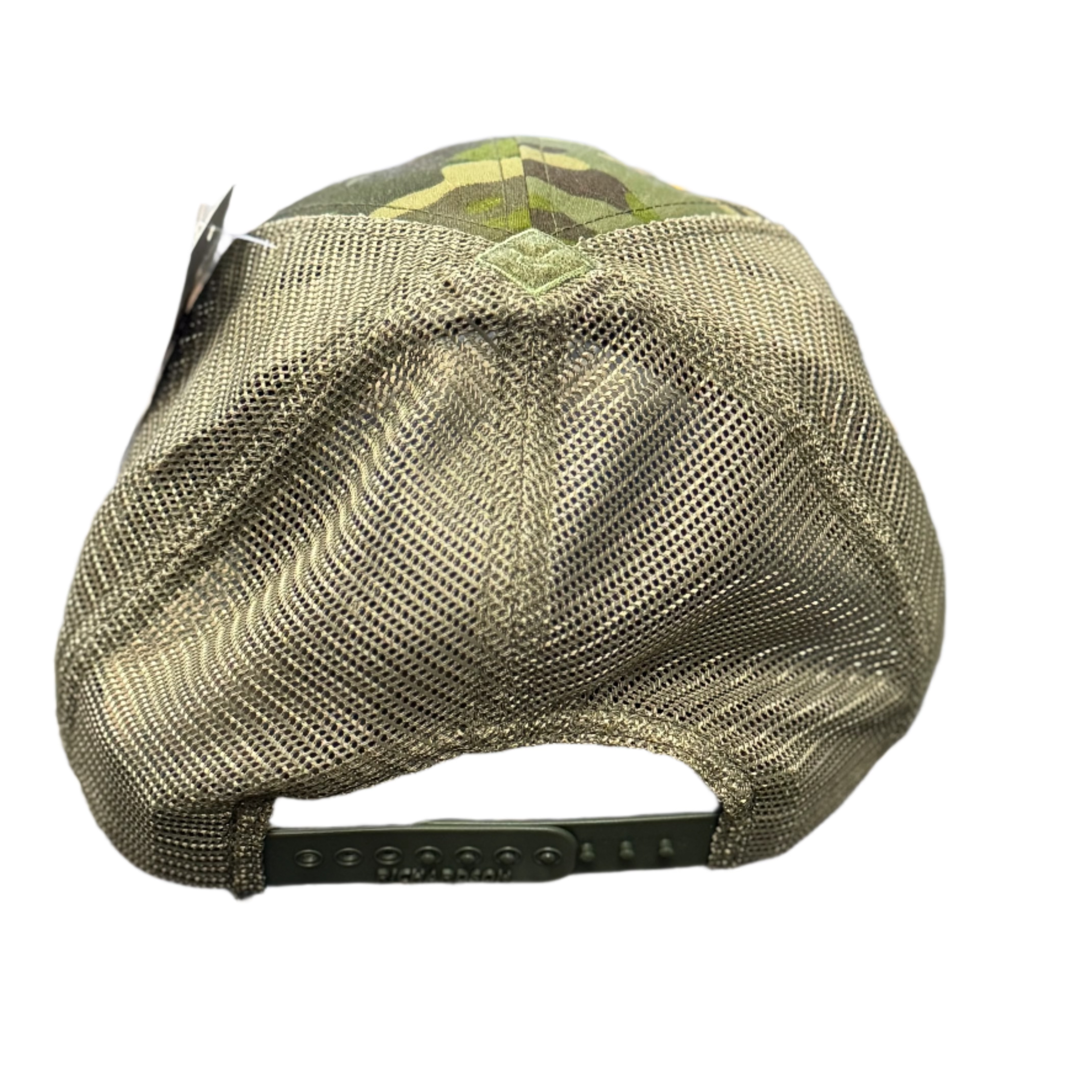 Green cap on a mesh surface