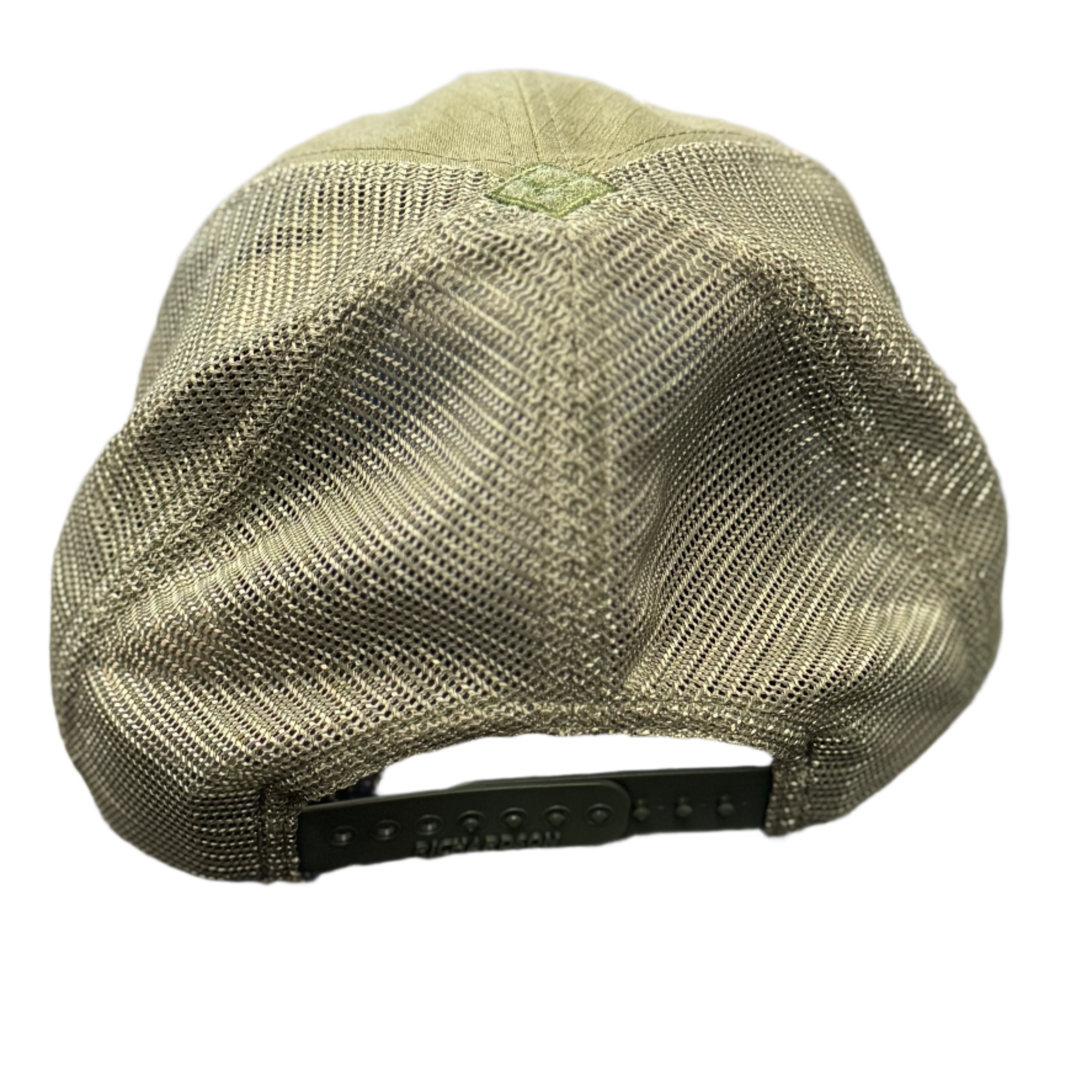 Green cap on a mesh surface