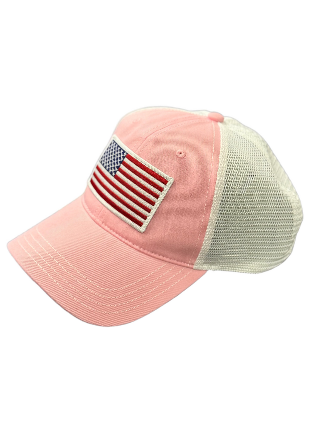 USA Flag Patch – Richardson 111T Trucker | Pink/White Mesh