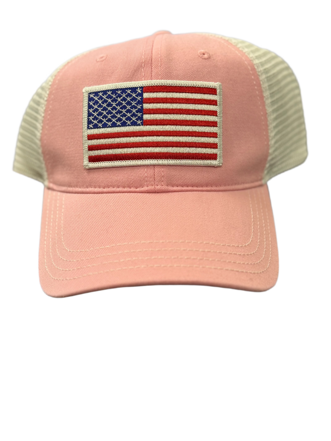 USA Flag Patch – Richardson 111T Trucker | Pink/White Mesh