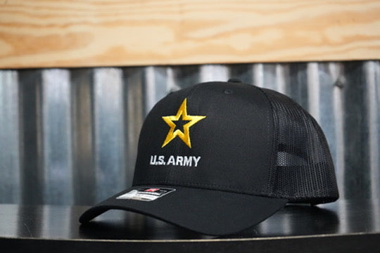 U.S. Army Trucker Hat - Black - Stacked Logo