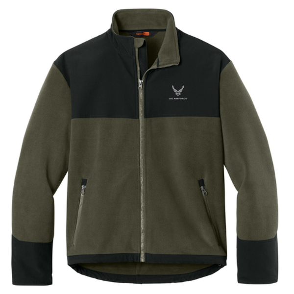 U.S. Air Force CornerStone Fleece Overlay Jacket in Tundra Green and Black