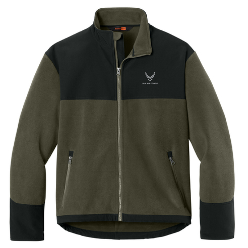 U.S. Air Force CornerStone Fleece Overlay Jacket in Tundra Green and Black