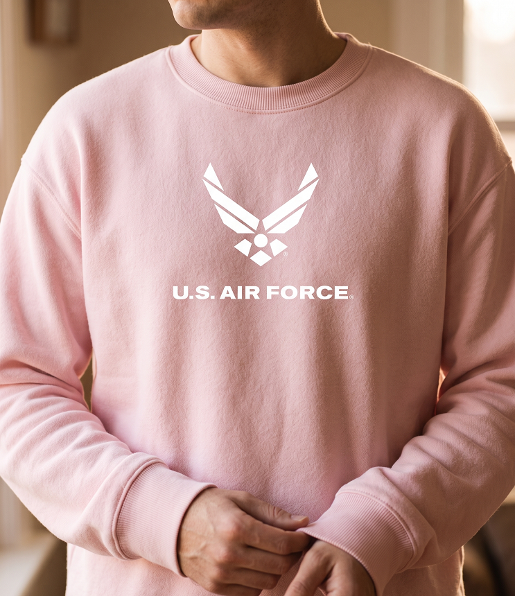 U.S. Air Force Fleece Crewneck Sweatshirt (Light Pink)