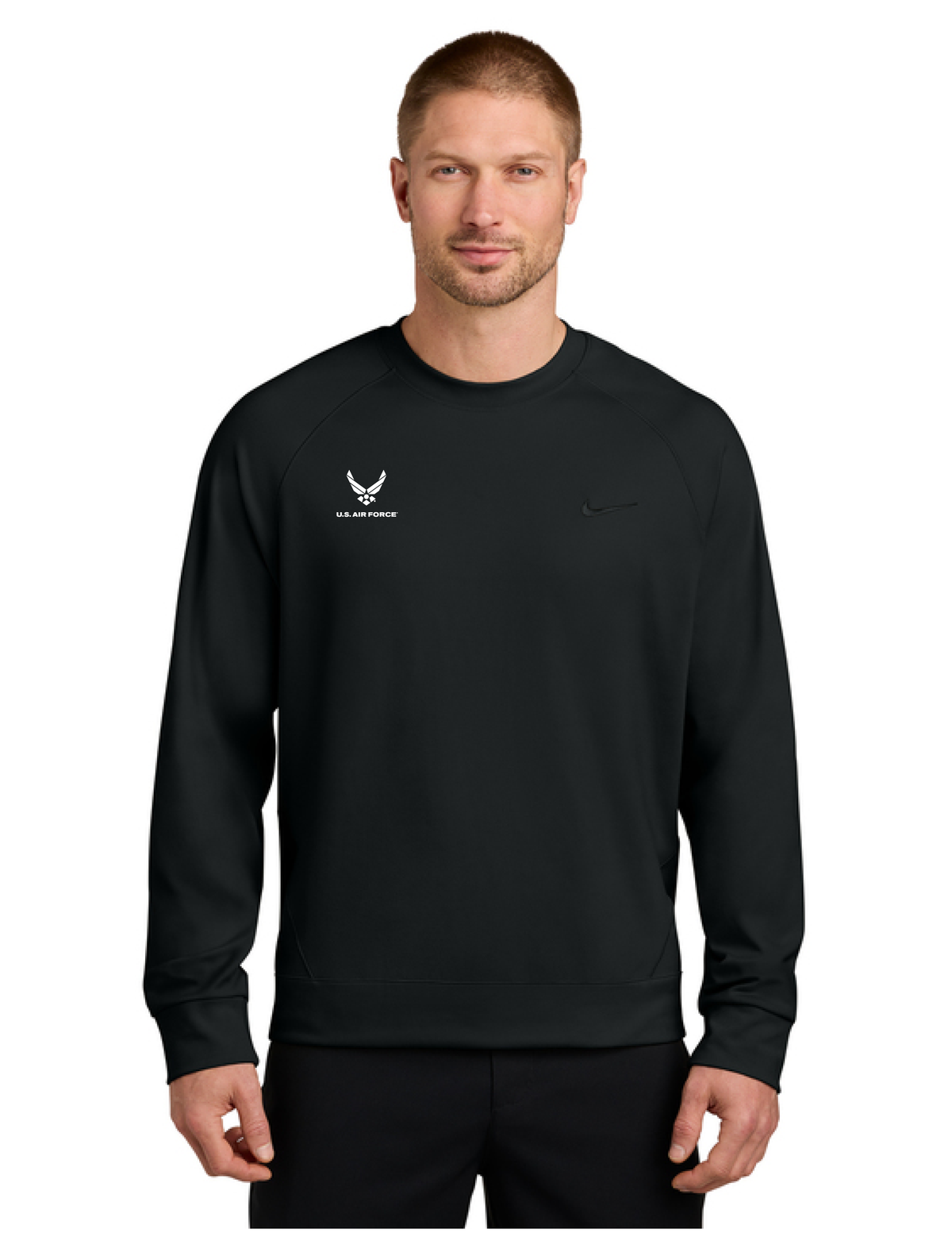 U.S. Air Force Embroidered Nike Dri-FIT Primary Crewneck Sweatshirt (Black)