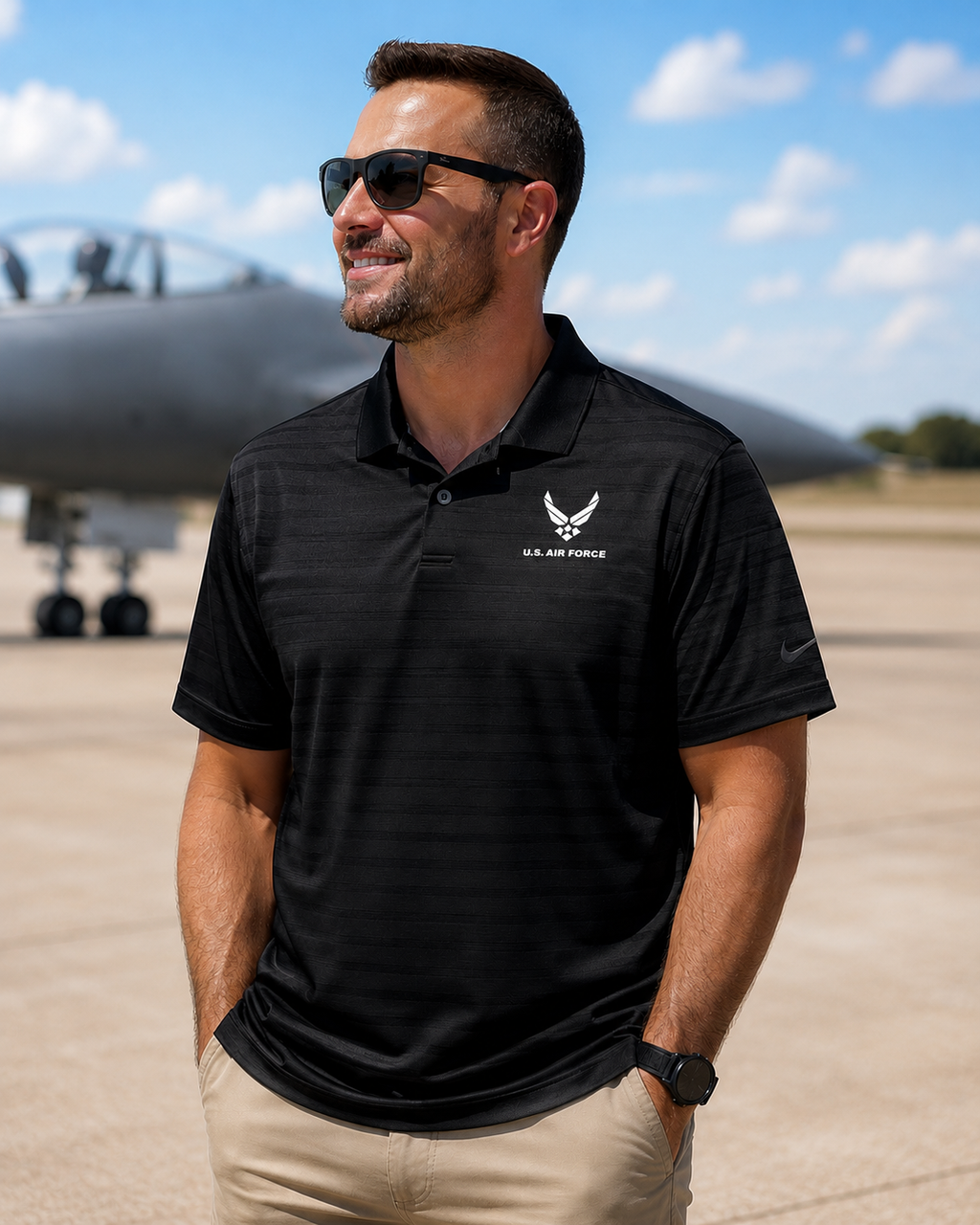 U.S. Air Force Nike Dri-FIT Vapor Jacquard Polo (Black)