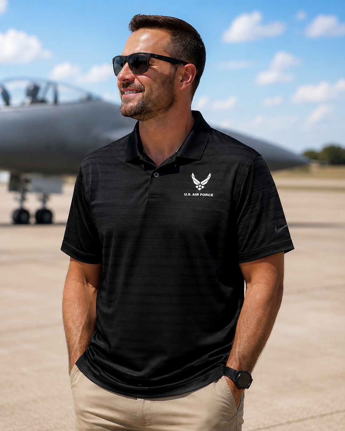 U.S. Air Force Nike Dri-FIT Vapor Jacquard Polo (Black)