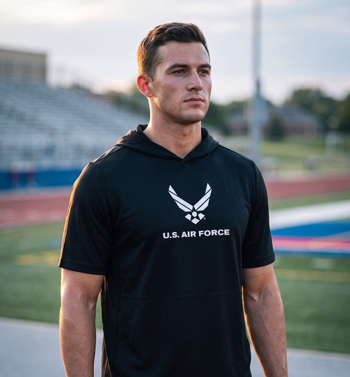 U.S. Air Force Short Sleeve Performance Hoodie (Black)