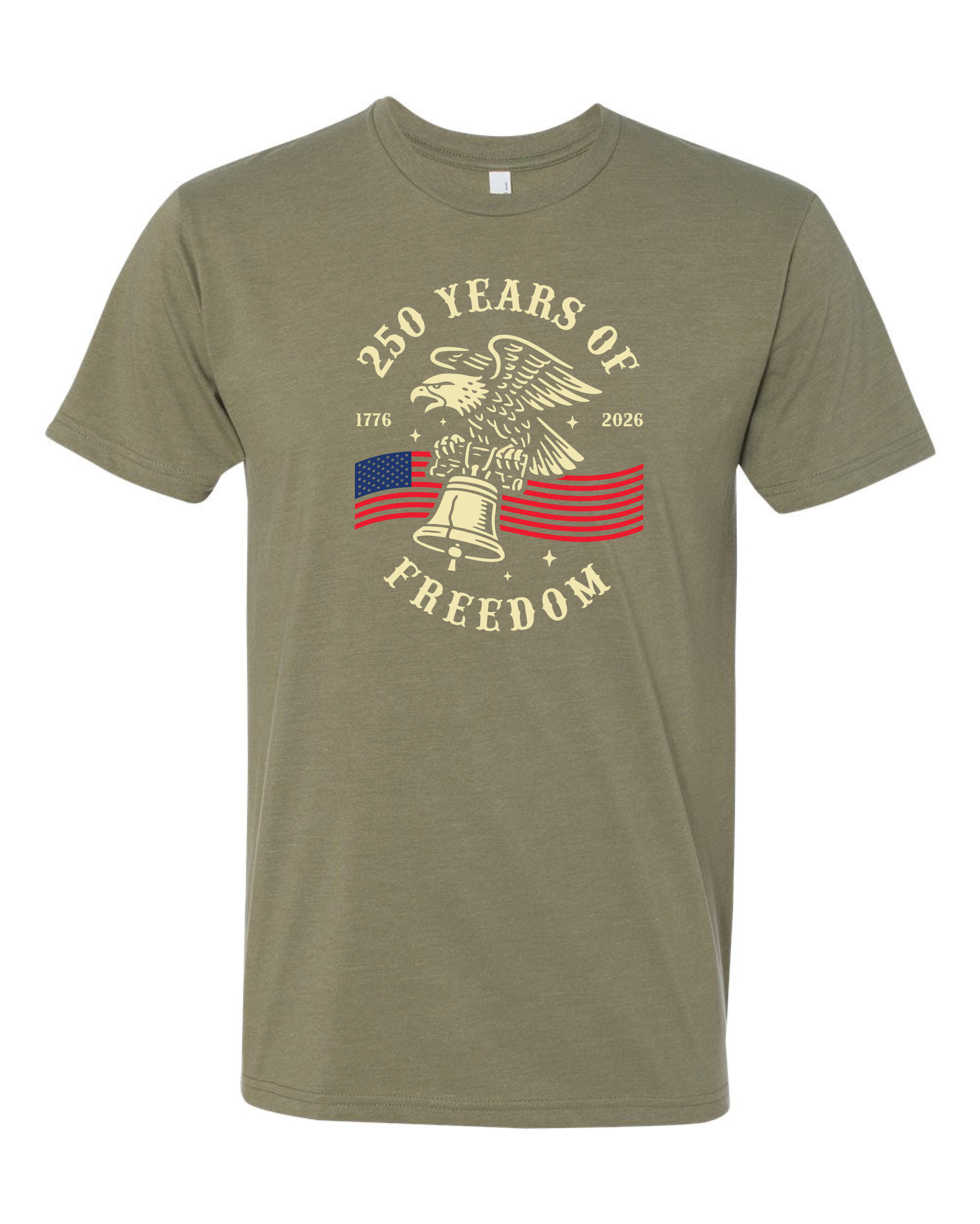 250 Years of Freedom T-Shirt | 1776–2026 America 250 Patriotic Eagle Shirt - Light Olive